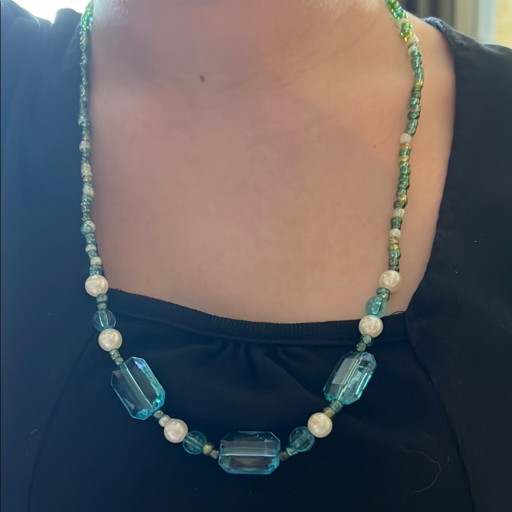 Turquoise & white necklace🤍🩵
